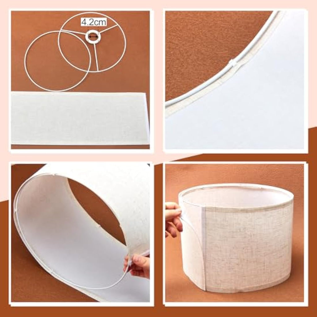 Weewooday Linen Drum Lampshades with E27 to E14 Adapters, 4 Pack – Taupe