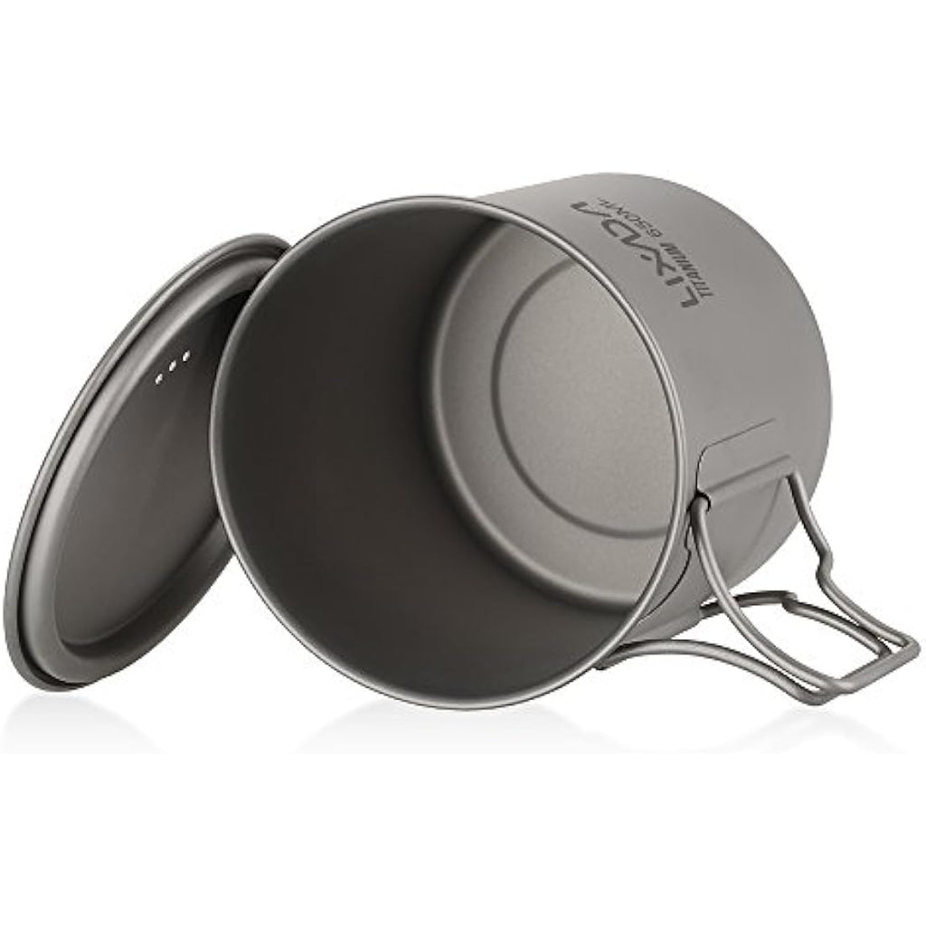 Lixada Titanium Camping Cup with Lid and Foldable Handle – Ultralight