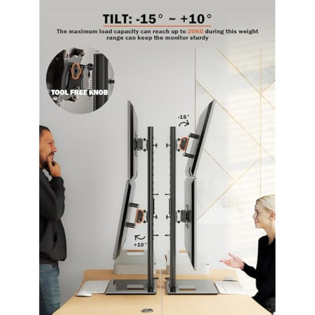 HEMUDU Dual Monitor Stand – Vertical Stack Riser for 13-34 Inch Screens