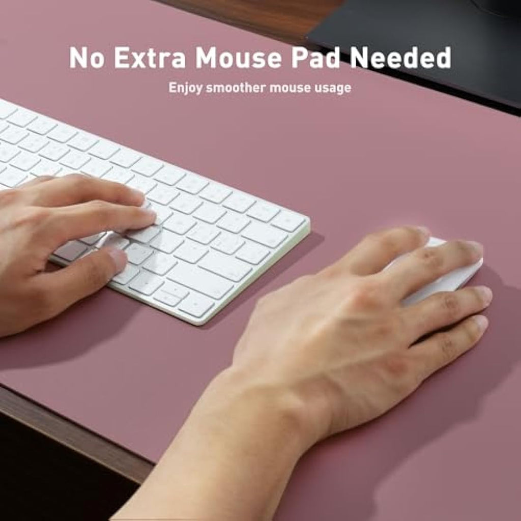 Aothia PU Leather Desk Mat – Non-Slip Office Blotter & Writing Pad, Dark Pink