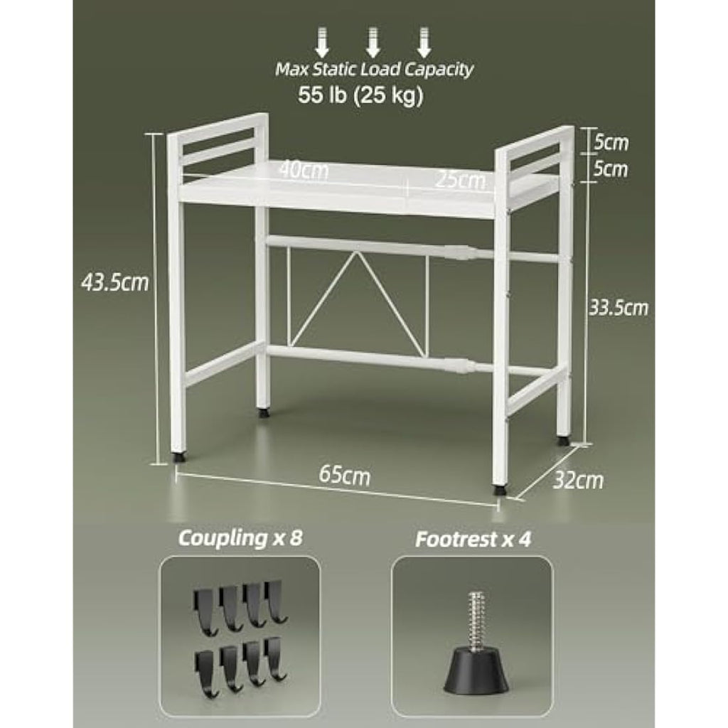 NETEL Expandable Microwave Shelf | 2-Tier Carbon Steel Kitchen Rack