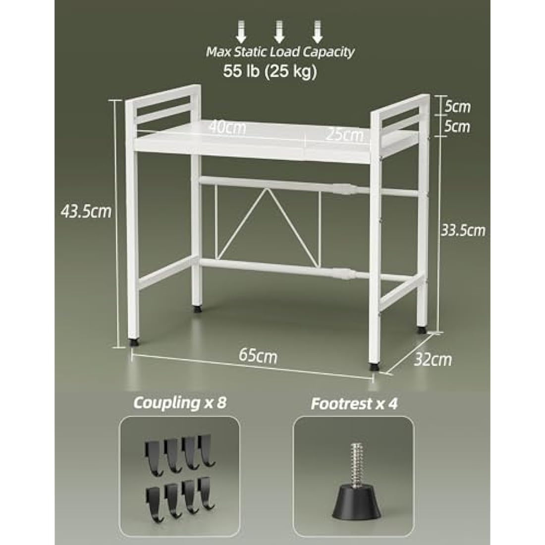 NETEL Expandable Microwave Shelf | 2-Tier Carbon Steel Kitchen Rack