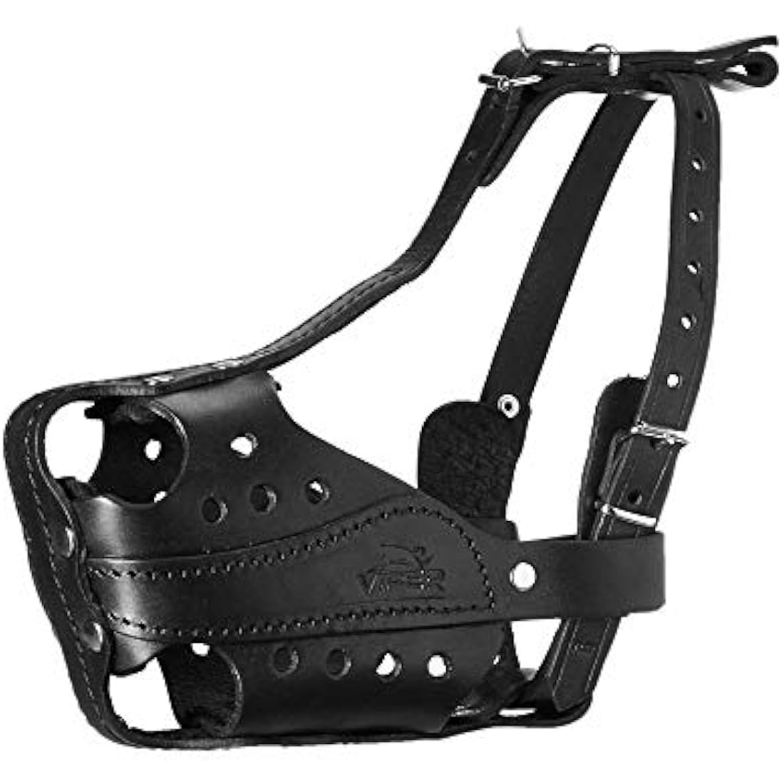 Viper Bravo Leather Agitation Dog Muzzle | Full Grain Black Leather