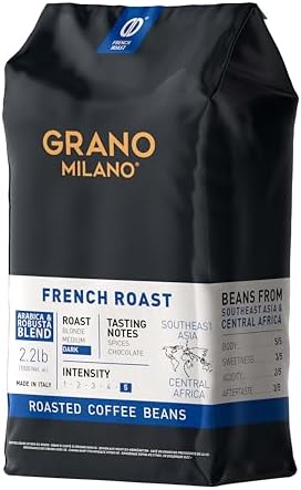 Grano Milano Robusta Coffee Beans – 1kg Dark French Roast Extra Strong