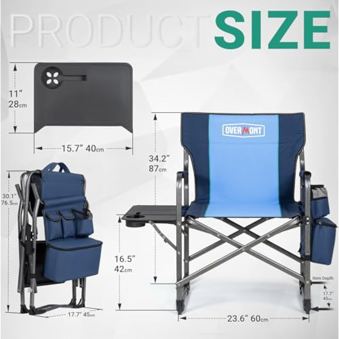 Overmont Heavy-Duty Directors Camping Chair with Side Table & Cooler