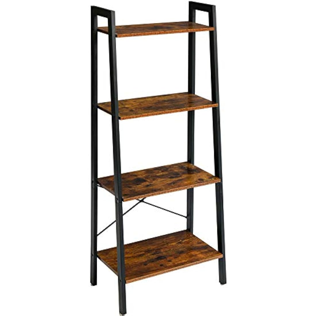 IBUYKE 4-Tier Ladder Shelf – Industrial Metal and Wood Bookshelf
