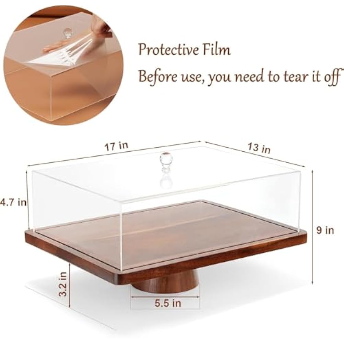 Acacia Wood Cake Stand – 2-in-1 Charcuterie Board with Lid