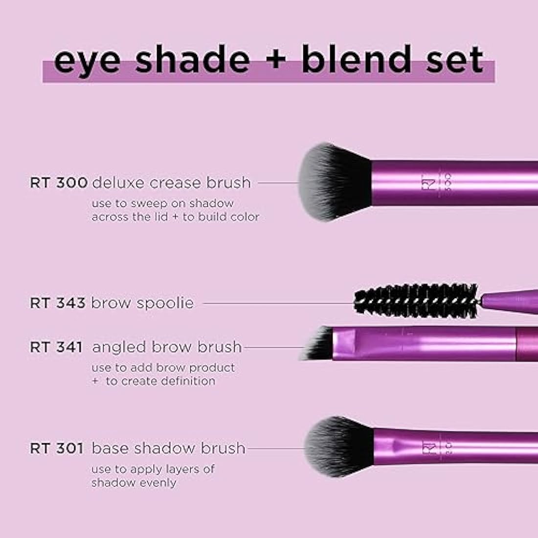 Real Techniques Eye Shade and Blend Makeup Brush Trio | 3 Count Set