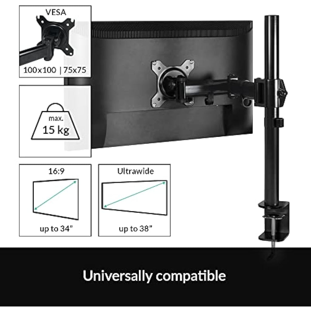 ARCTIC Z1 Basic Monitor Arm – Single Desk Mount for 34"/38" Ultrawide