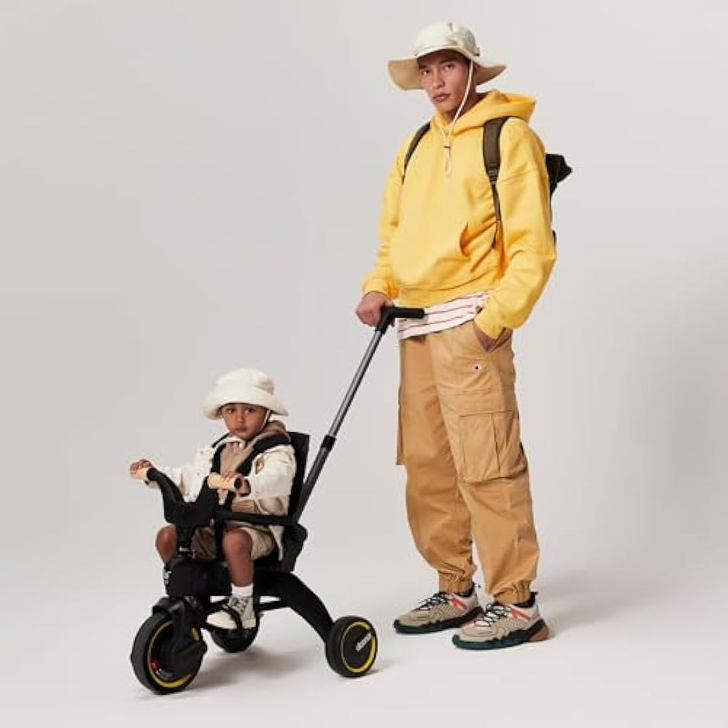 Doona Liki Trike S5 | Foldable Toddler Tricycle with Parent Handle - Black