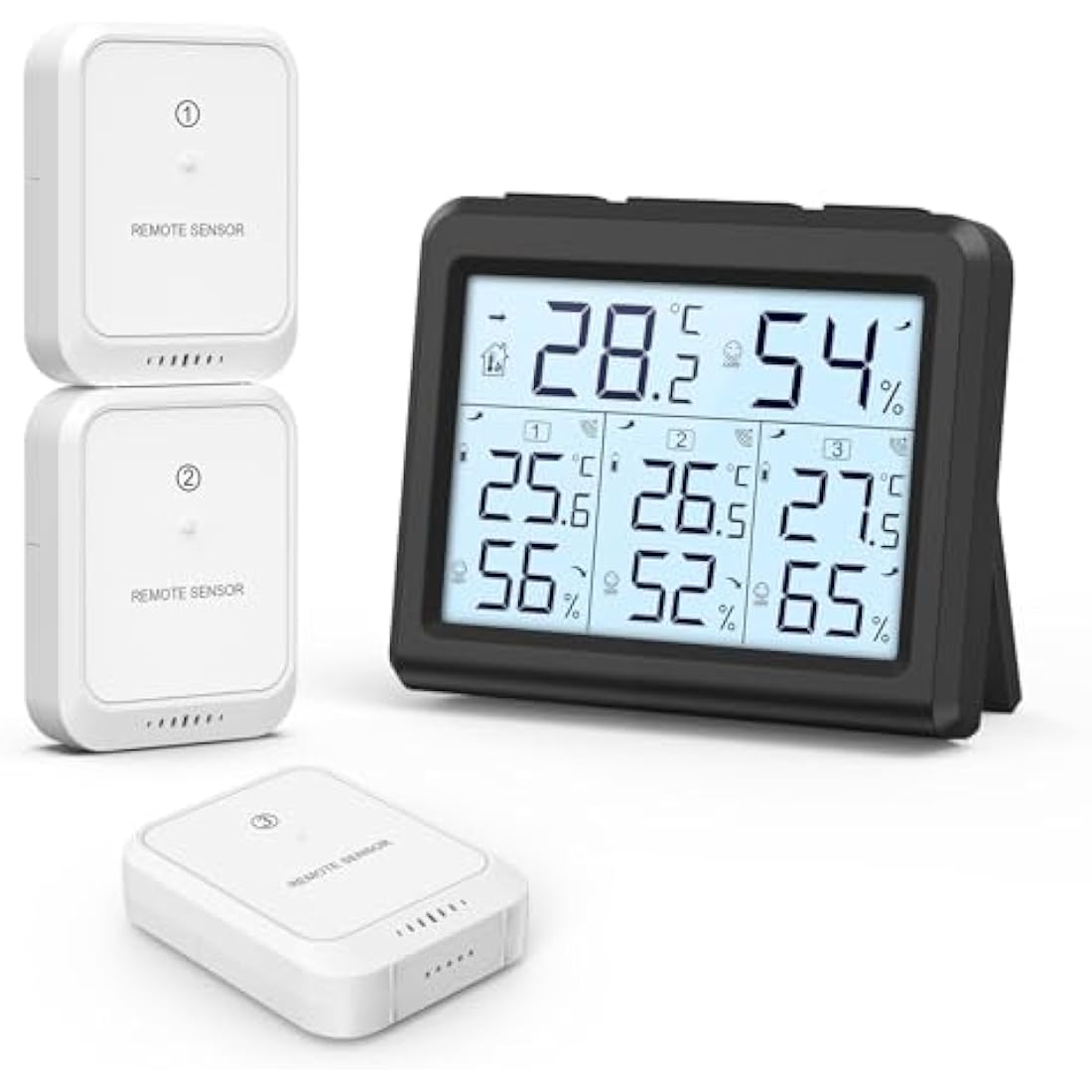 ORIA Wireless Digital Thermometer Hygrometer with 3 Remote Sensors