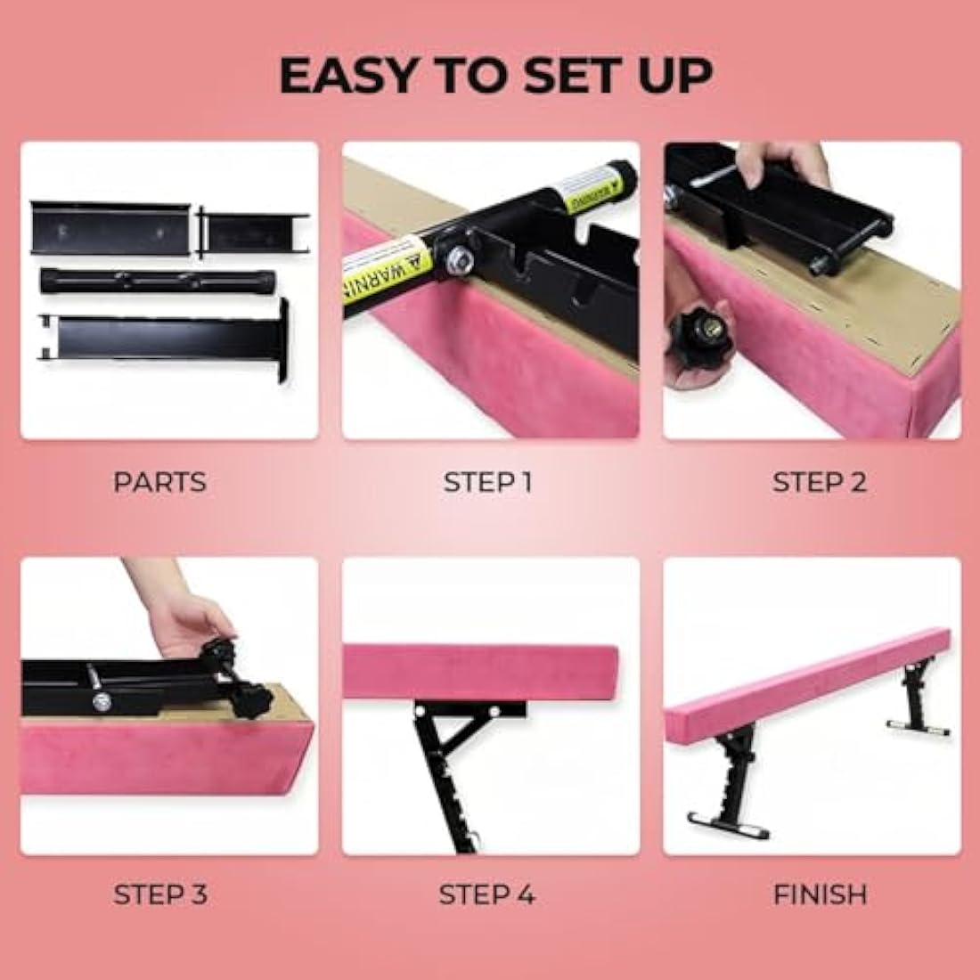 SportBob 8ft Adjustable Gymnastics Balance Beam for Kids Home Training