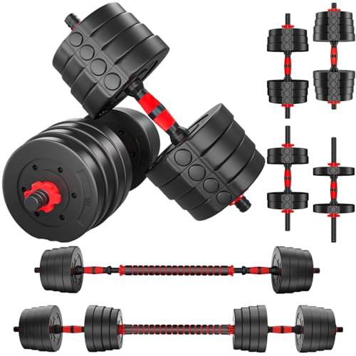 AJUMKER 30KG Adjustable Dumbbell and Barbell Set for Home Gym Training