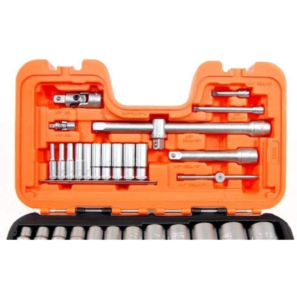 Bahco S560 Socket Set | 56-Piece 1/4 and 1/2-inch Drive Mechanic Kit