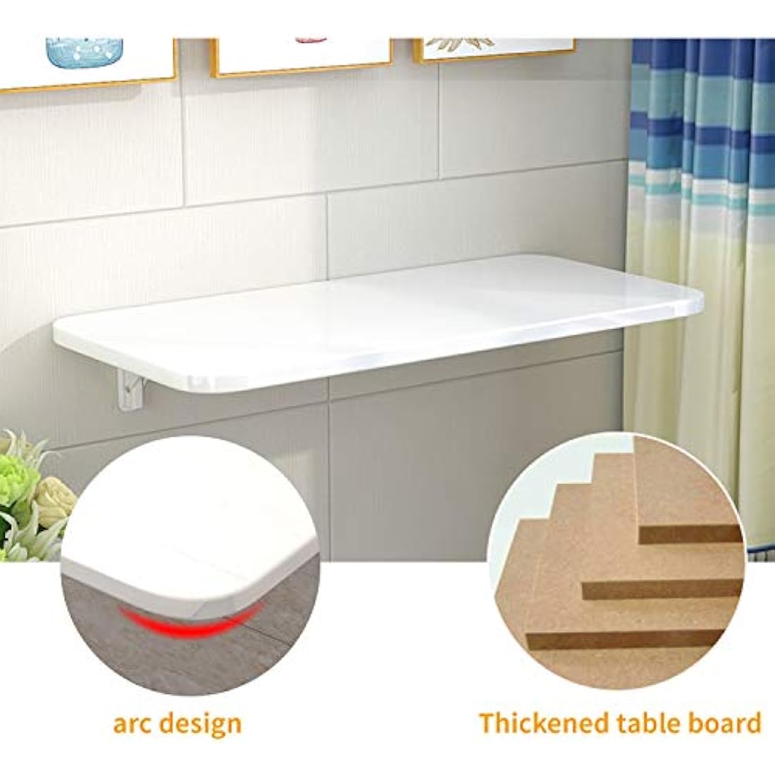 Aleawol Wall Mounted Folding Desk – 60x40cm Space Saving Table, White