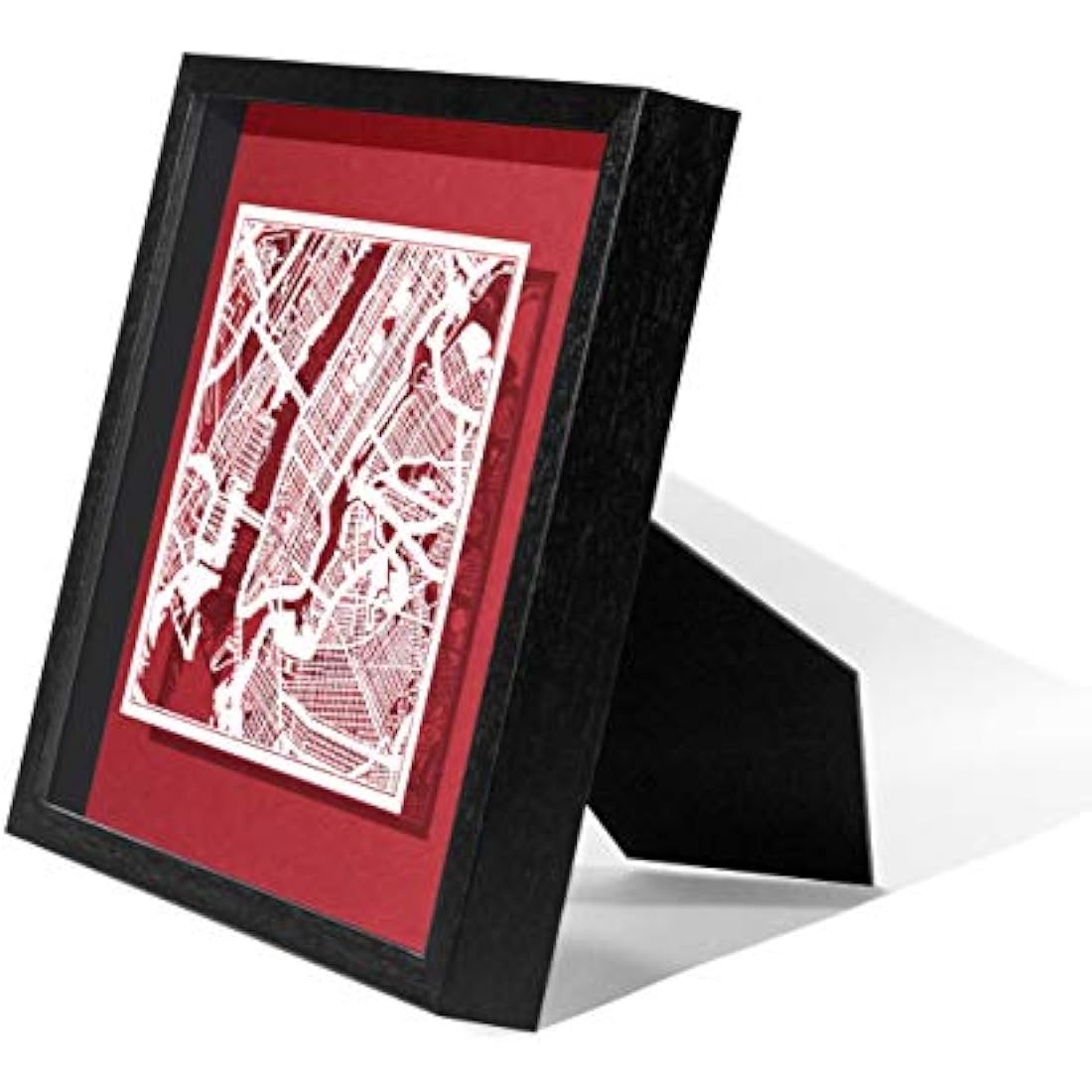 New York Paper Cut Map Framed Wall Art - O3 Design Studio, 9x9 Inch