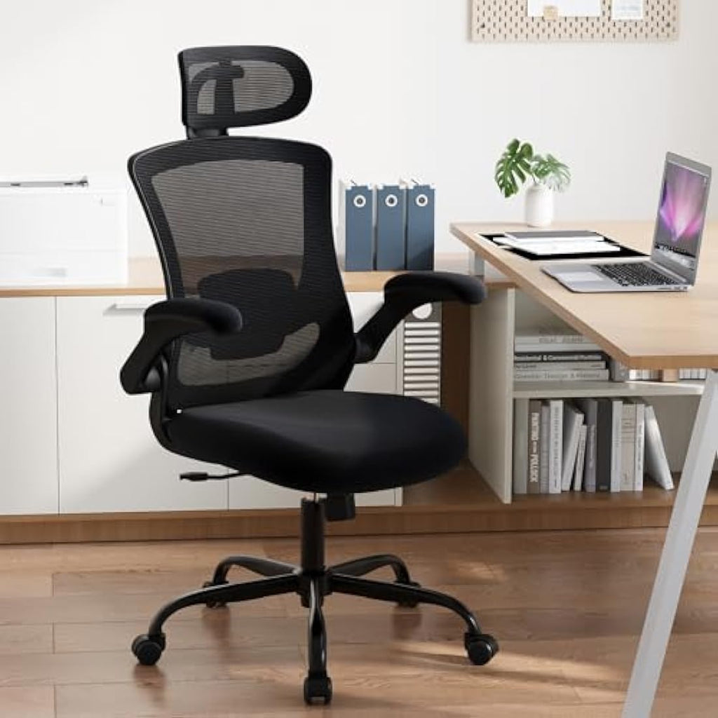 COLAMY Ergonomic Mesh Office Chair with Lumbar Support & Headrest – Black