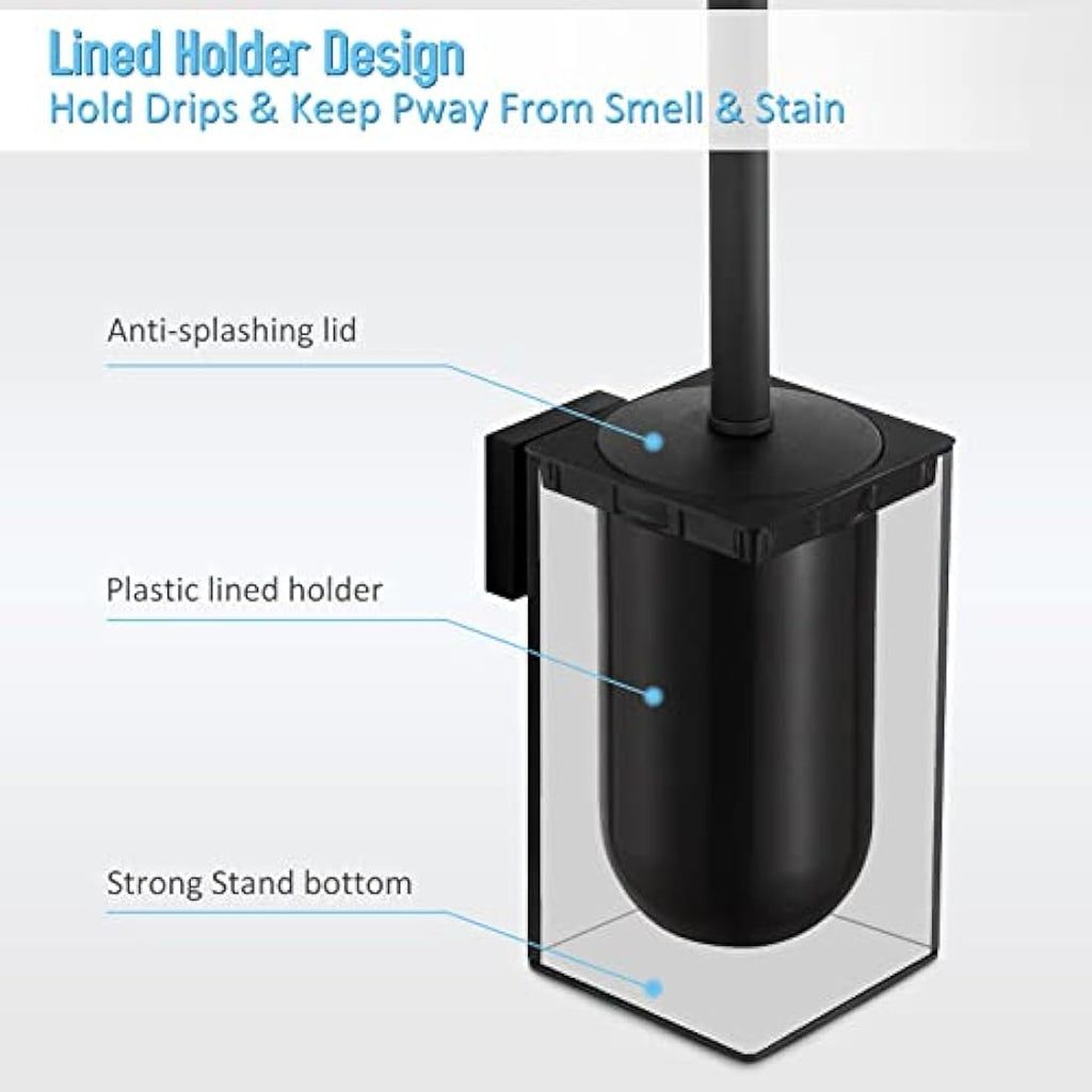 BGL Wall-Mounted Square Toilet Brush Holder | 304 Stainless Steel Black