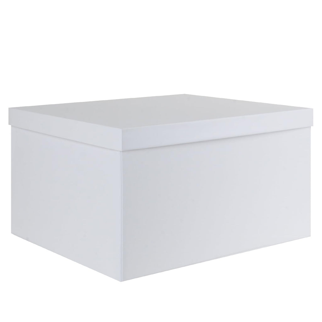 KISPATTI Storage Box, White Storage Boxes with Lids 38 x 28 x 19 cm Large Storage Box with Ribbon Cardboard Storage Boxes for Home Bedroom Living - image 1
