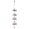 BAOYOUNI 4-Tier Shower Corner Caddy – Adjustable Tension Pole Shelf, Black