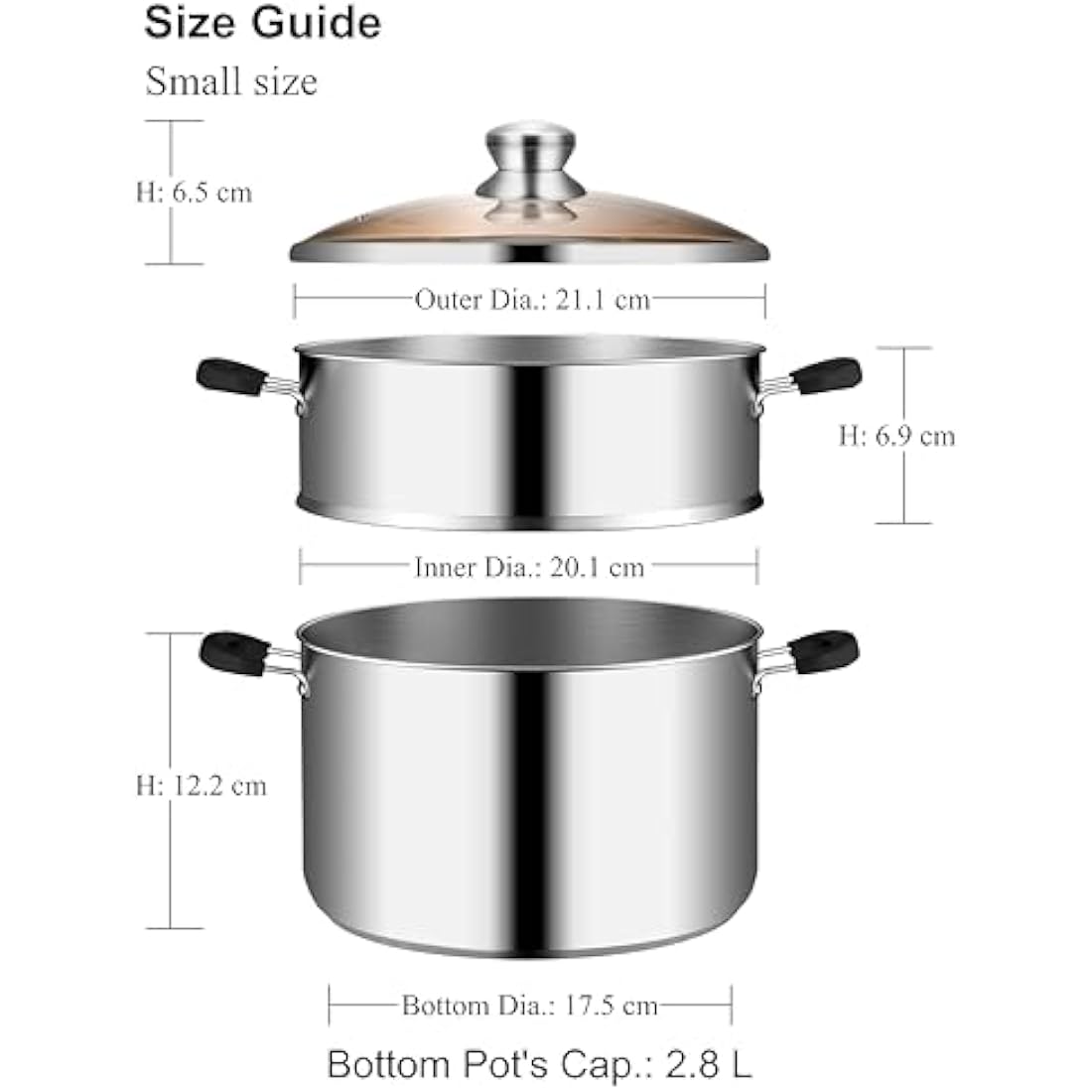 VENTION Stainless Steel Vegetable Steamer Pot for Induction - 2.7L