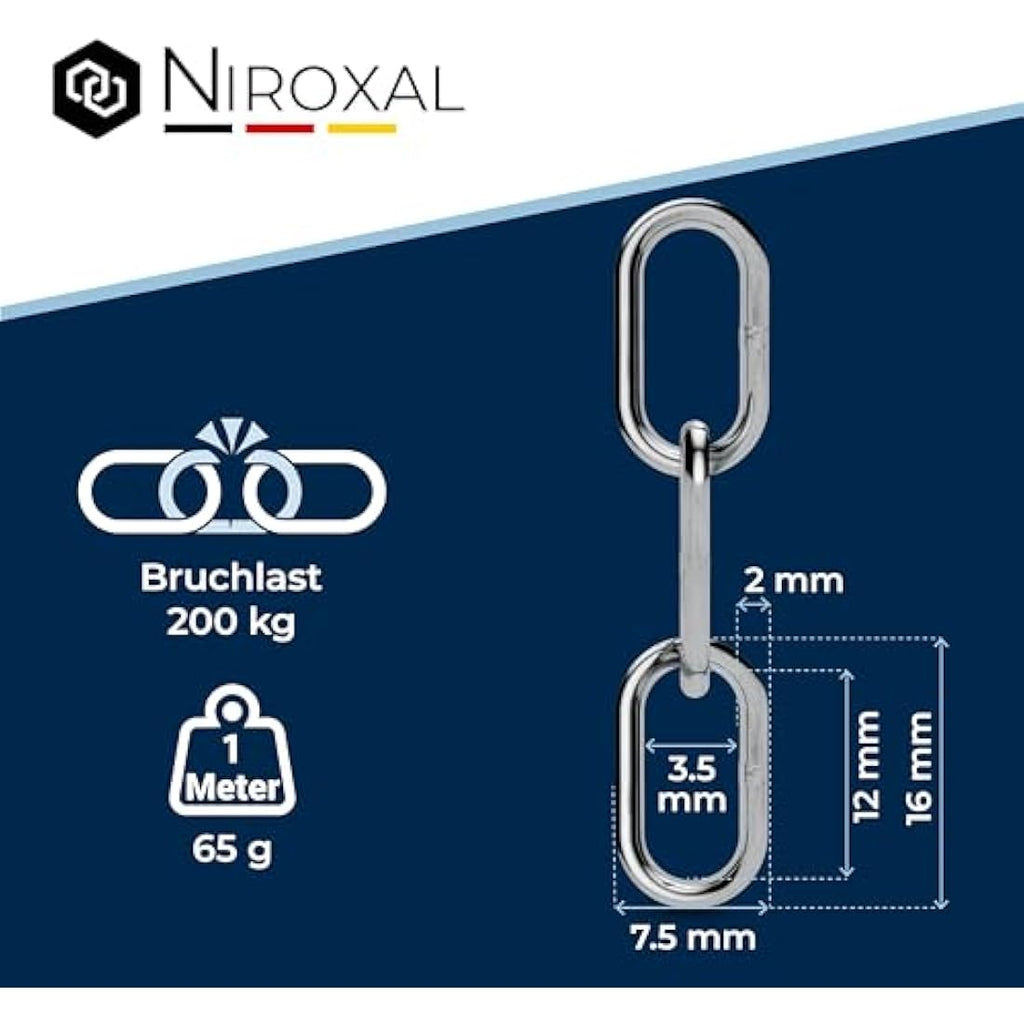 Jolof Store Edelstahlkette V4A 2mm – 100m Kurzgliedrige Sicherheitskette