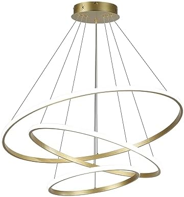 Jolof Store Gold 3-Ring LED Chandelier – Dimmable Modern Acrylic Pendant