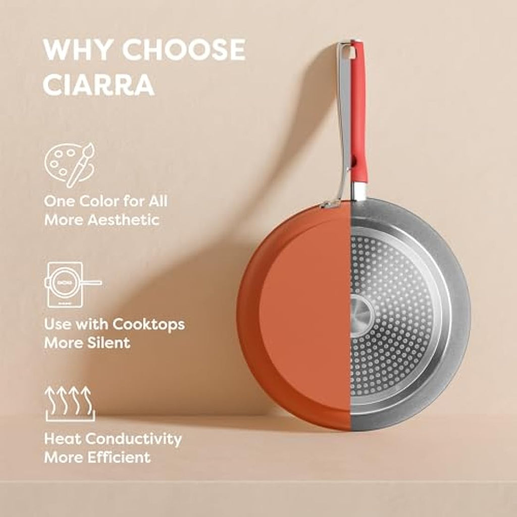 CIARRA Beyond 26cm Ceramic Nonstick Frying Pan | Toxic-Free Orange Skillet