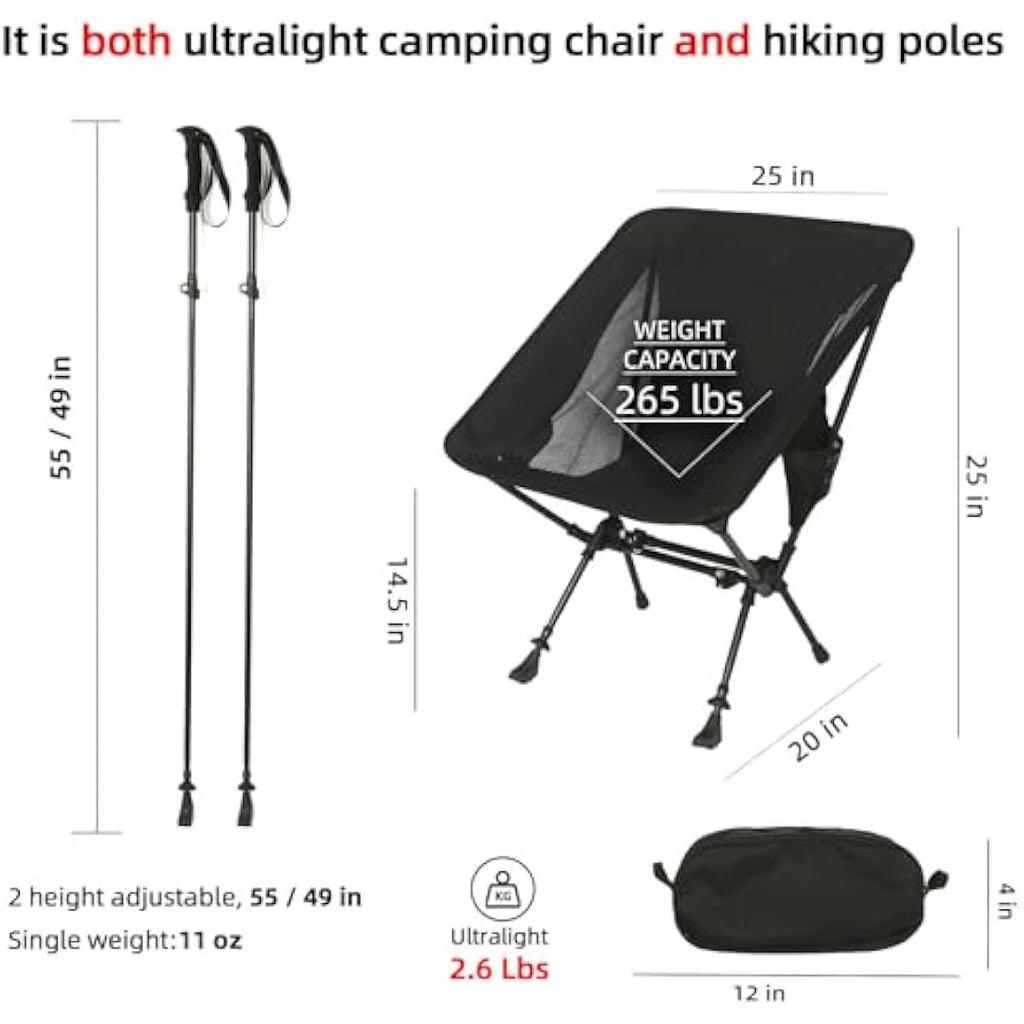 Rock Cloud 2-in-1 Ultralight Camping Chair & Aluminum Trekking Poles