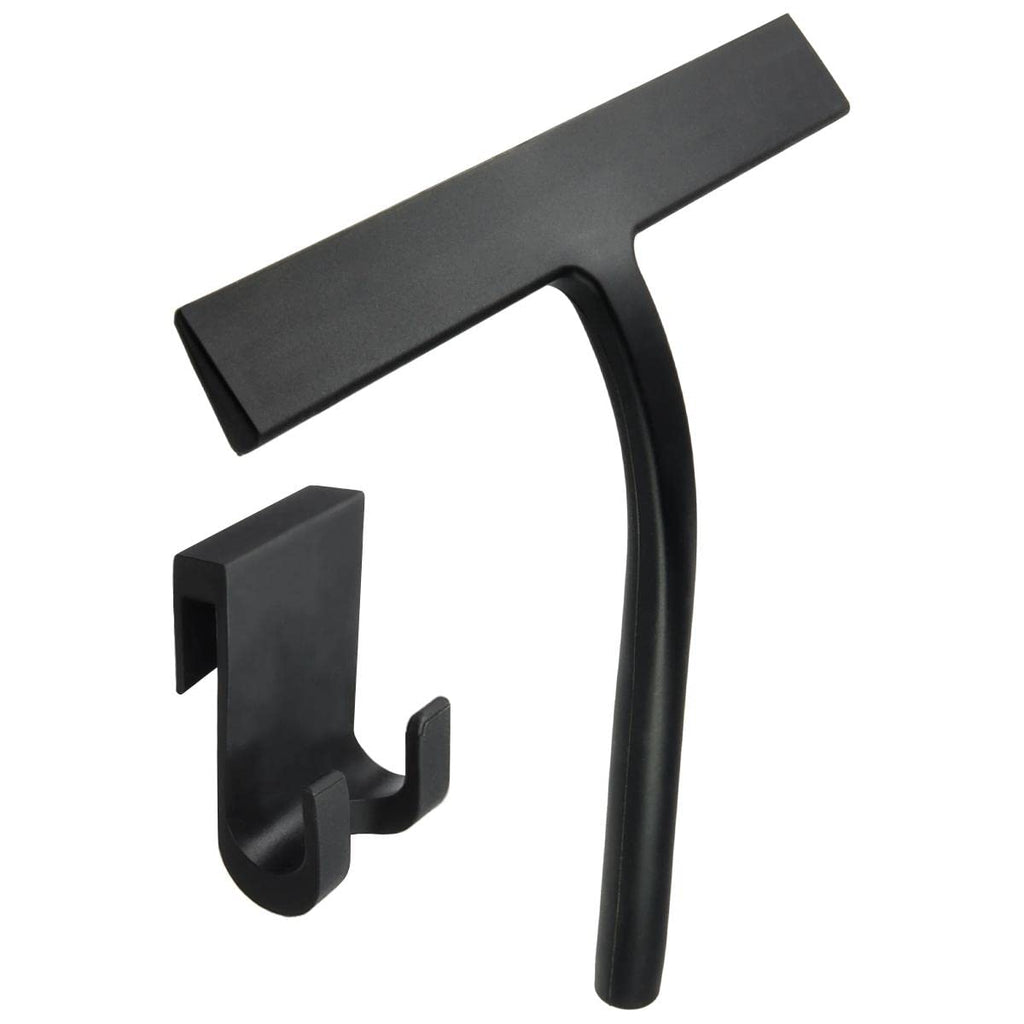 igadgitz home U7224 Silicone Shower Squeegee, Shower Wiper Blade, Window Squeegee with Storage holder - Black