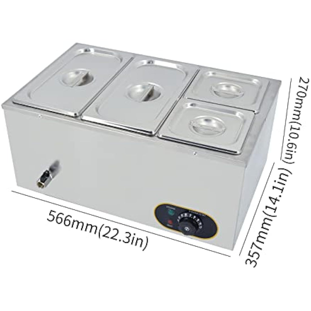 Jolof Store Electric Bain Marie - 1500W Stainless Steel Food Warmer