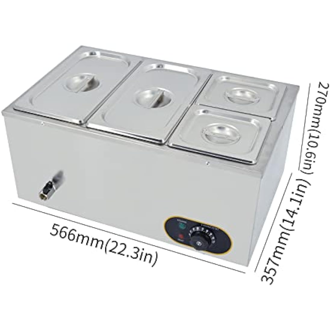 Jolof Store Electric Bain Marie - 1500W Stainless Steel Food Warmer