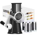 Ourokhome Rotary Cheese Grater and Vegetable Slicer with 3 Blades - Black
