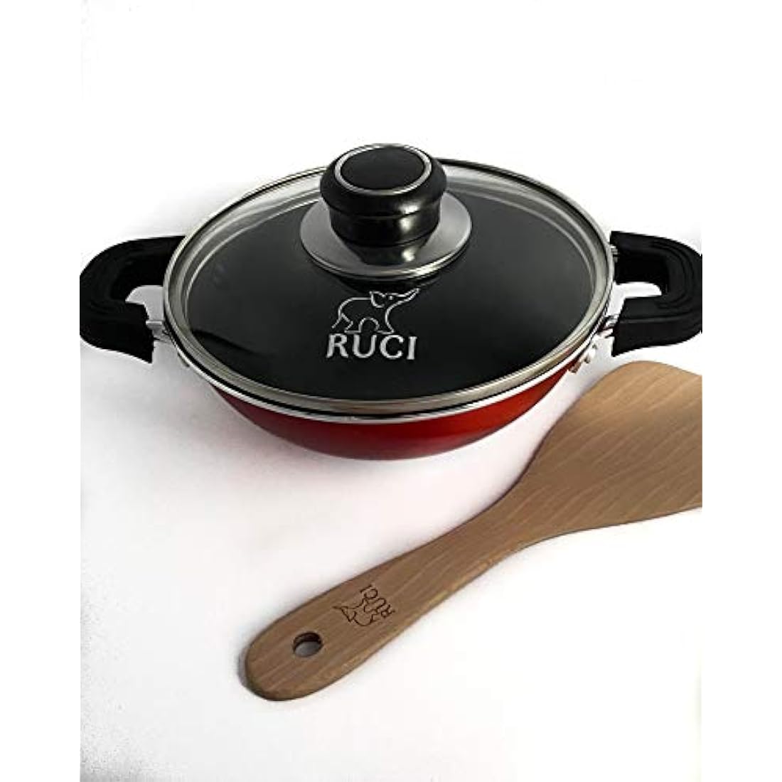 RUCI Non-Stick Hopper Pan with Glass Lid – 20cm Sri Lankan Cookware