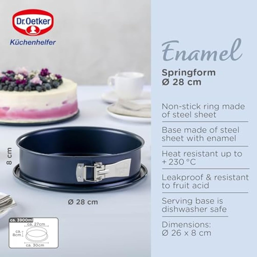 Dr. Oetker 28cm Springform Cake Tin – Enamel Non-Stick Baking Pan