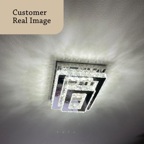 Jolof Store Modern Crystal LED Flush Mount Ceiling Light – Cool White K9