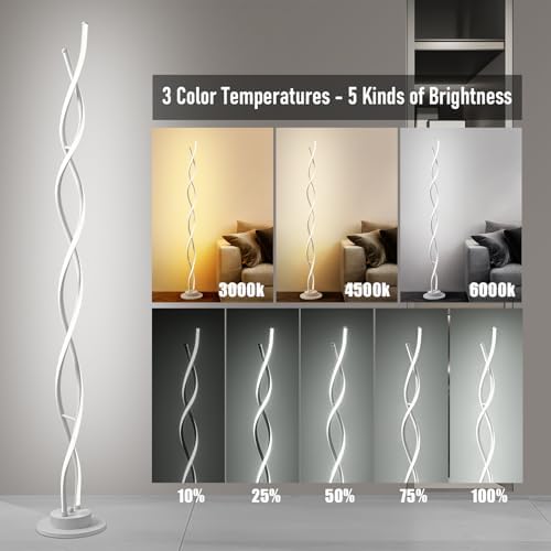 AManLife LED Floor Lamp – Spiral Dimmable Standing Lamp with Remote