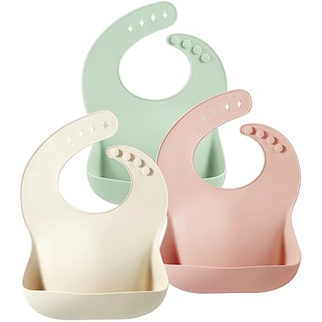 PandaEar Silicone Baby Bibs – 3 Pack Waterproof Feeding Bibs with Pocket