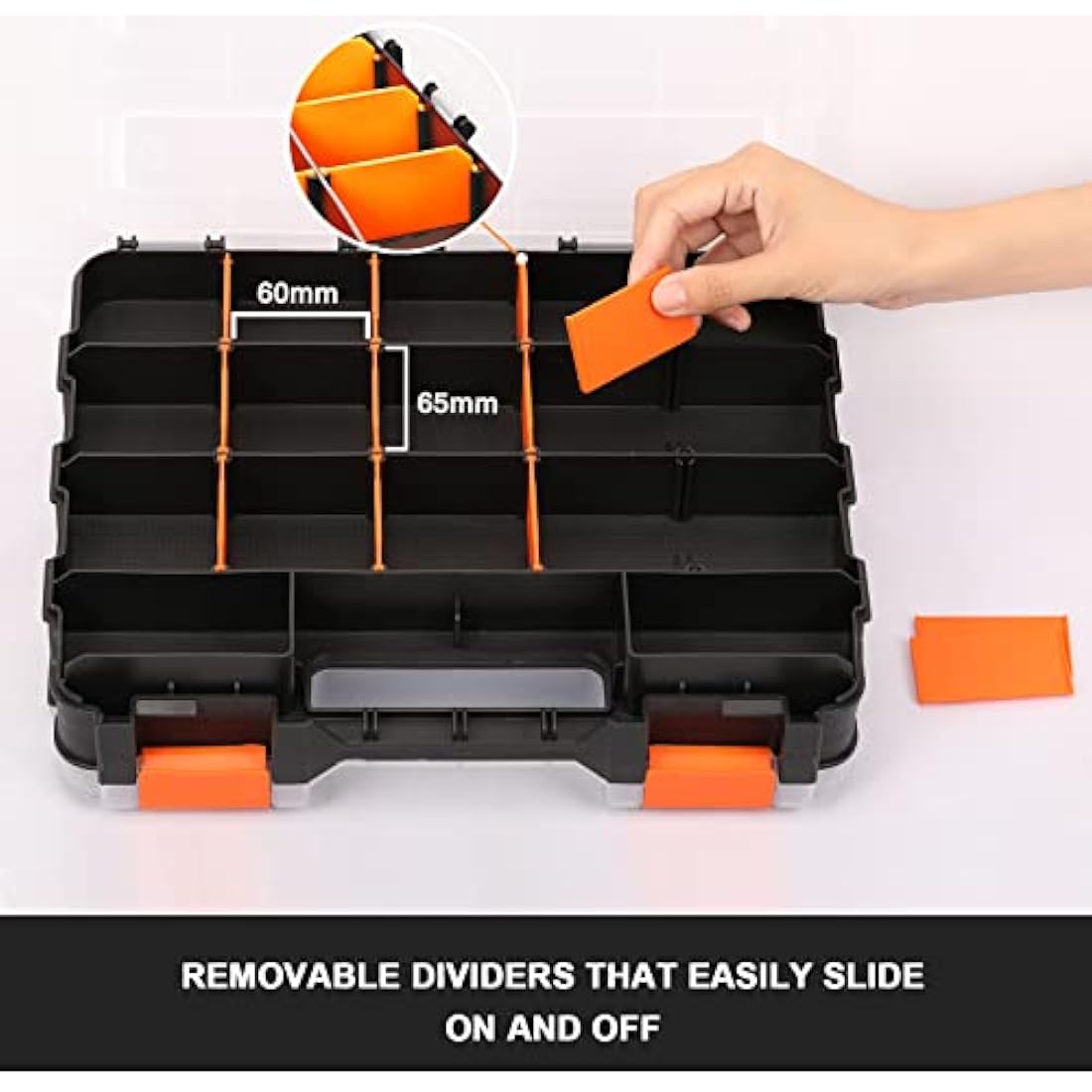CASOMAN Double Side Tool Organizer – 48 Removable Dividers, 2-Pack