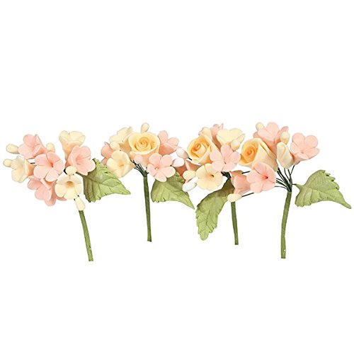 Peach & Yellow Rose Sugar Flower Cake Topper Sprays - 4 Pack