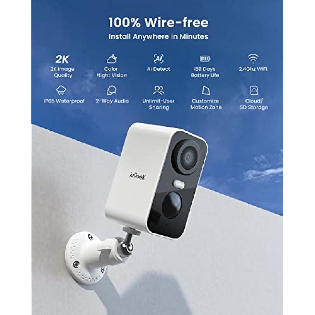ieGeek 2K Wireless Outdoor Security Camera – Color Night Vision