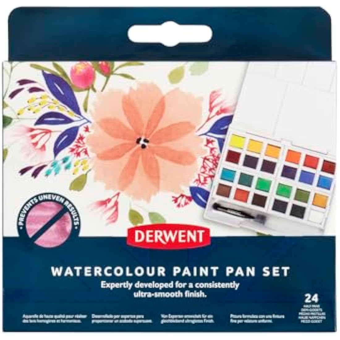 Derwent Watercolour Paint Pan Set - 24 Professional Travel Colours