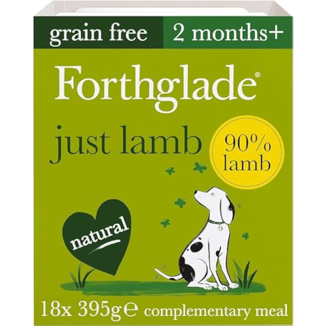 Forthglade Grain Free Lamb Wet Dog Food – 90% Meat (18 x 395g Trays)
