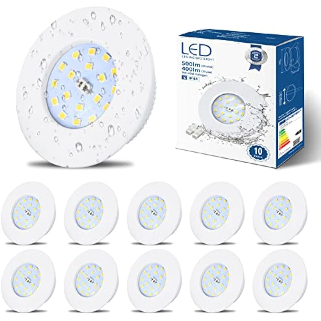 HiBay 10-Pack IP44 LED Recessed Downlights – 5W Ultra Slim Spotlights