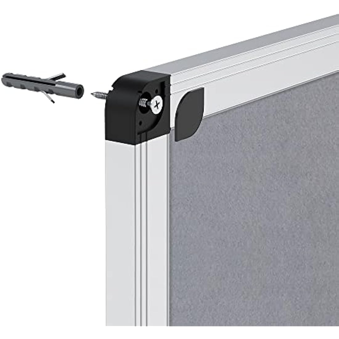 VIZ-PRO Grey Felt Notice Board | Silver Aluminium Frame | 90 x 60 cm