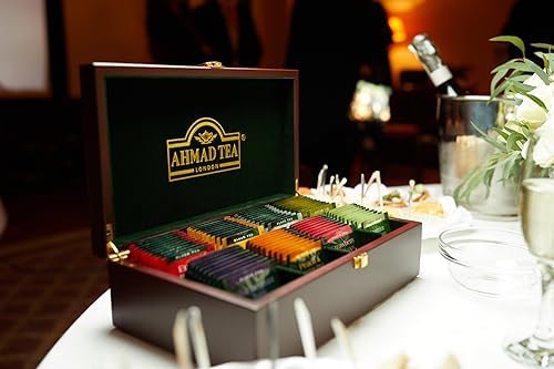 Ahmad Tea Wooden Tea Keeper Gift Box - 80 Teabags Selection, 160g