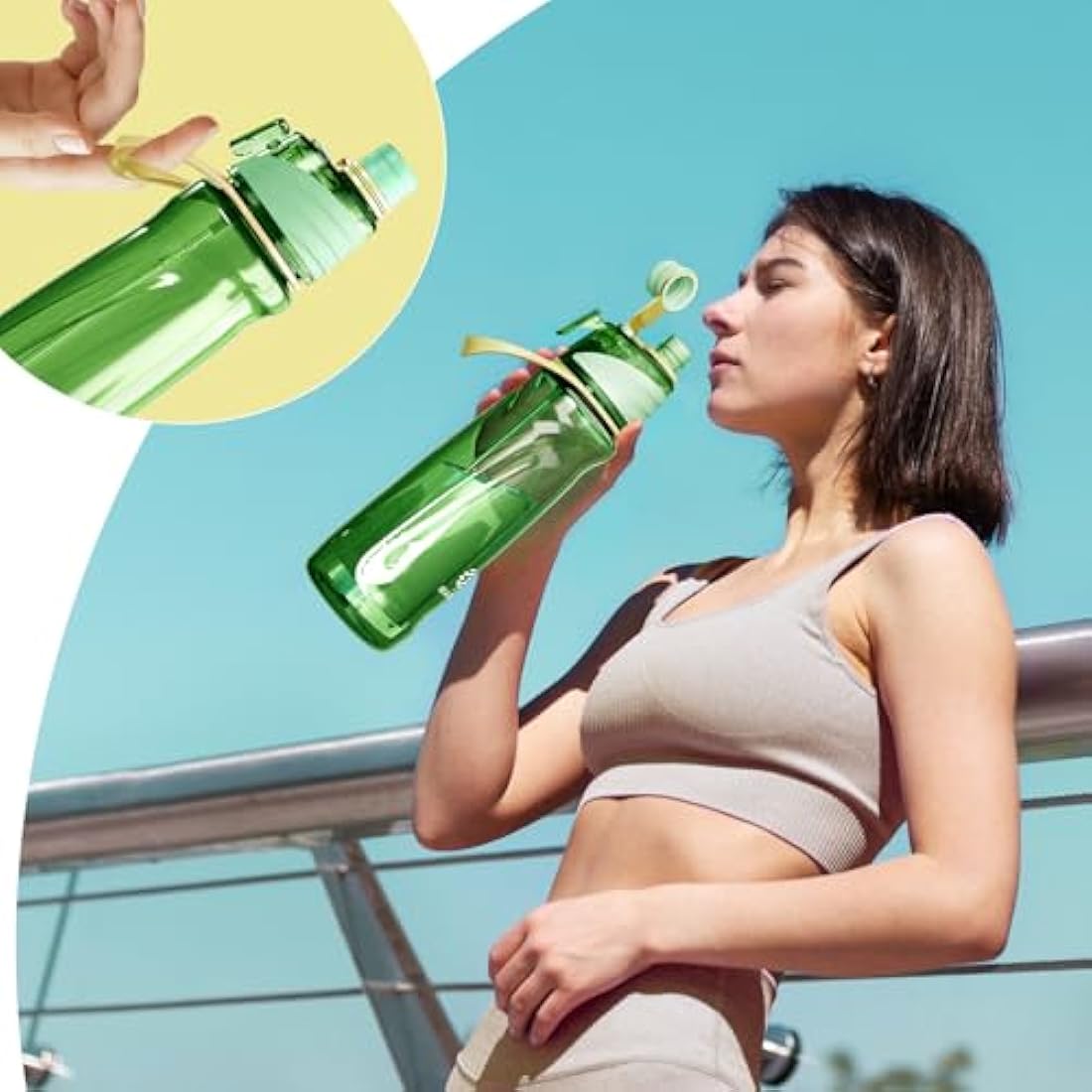 Healter 950ml Misting Water Bottle – Leakproof Spray Bottle for Sports