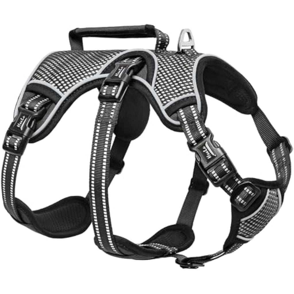 HEELE Escape Proof Dog Harness | Reflective No Pull Vest - Black, XL