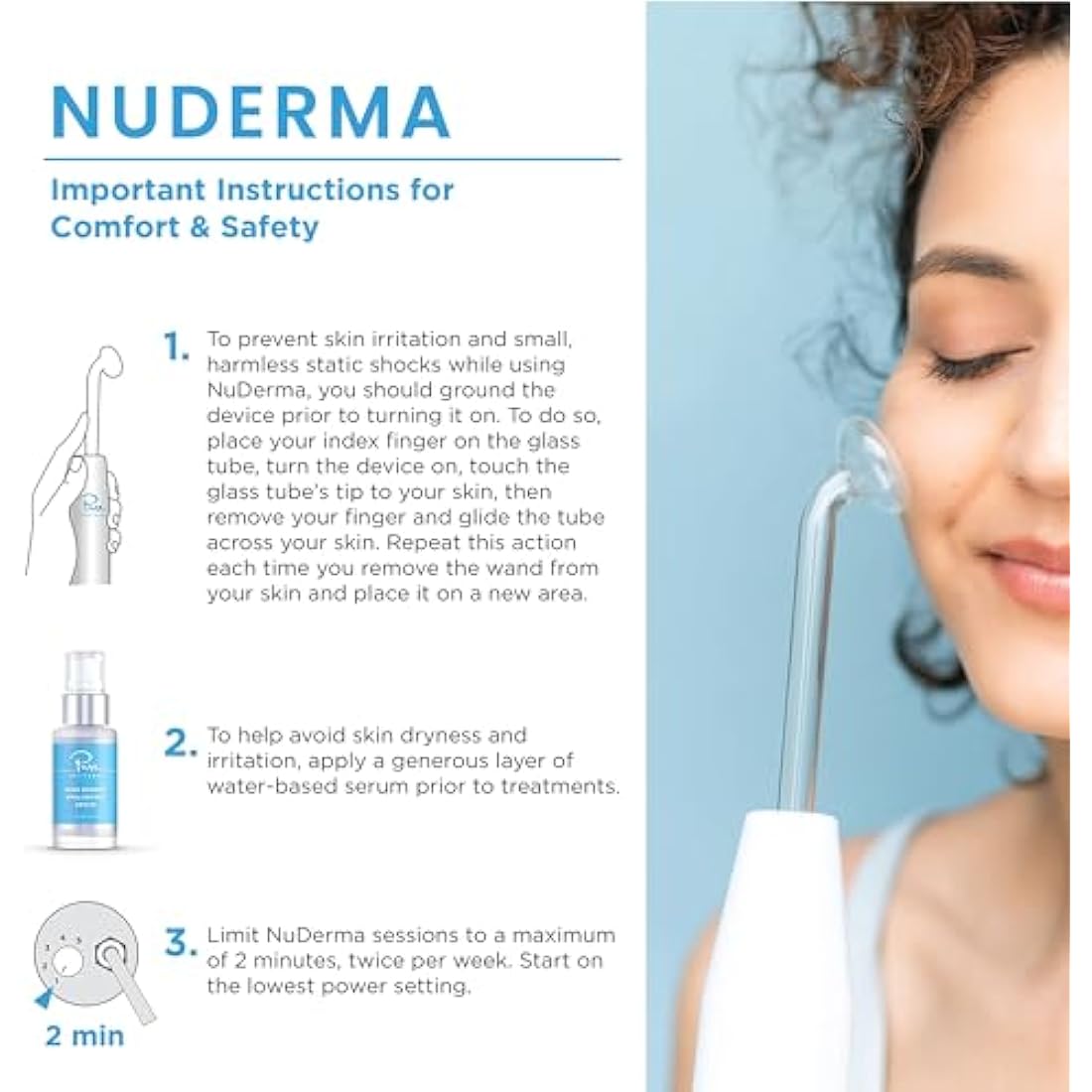 NuDerma Professional High Frequency Skin Therapy Wand with 6 Wands