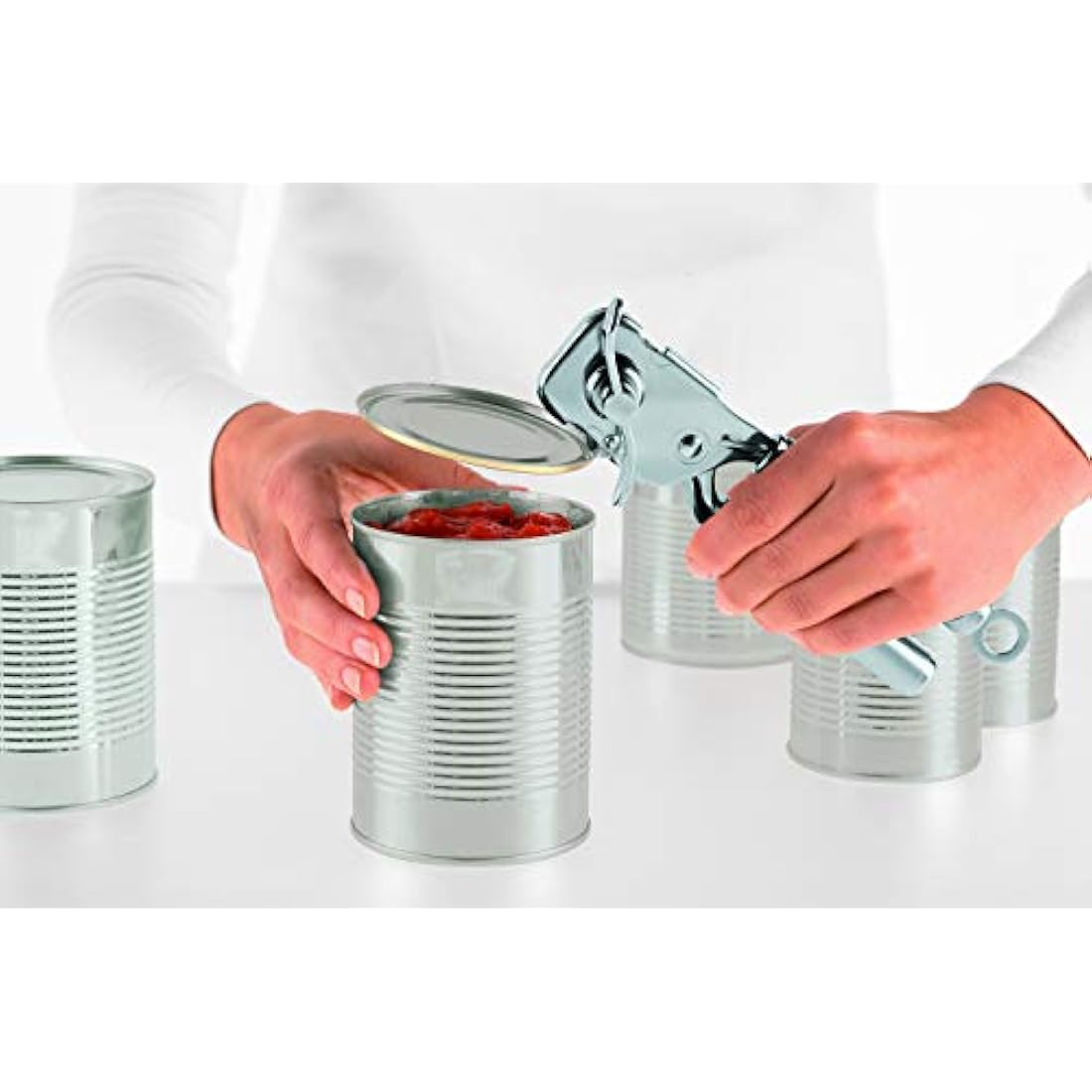 RÖSLE Stainless Steel Can Opener – Ergonomic Pliers Grip Tin Opener